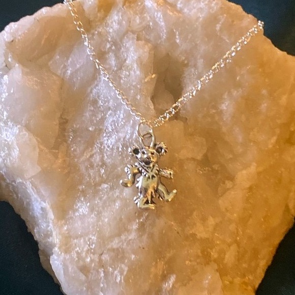 Sterling Silver Grateful Dead Dancing Bear Charm Pendant 18in Chain Necklace-New - Picture 2 of 6